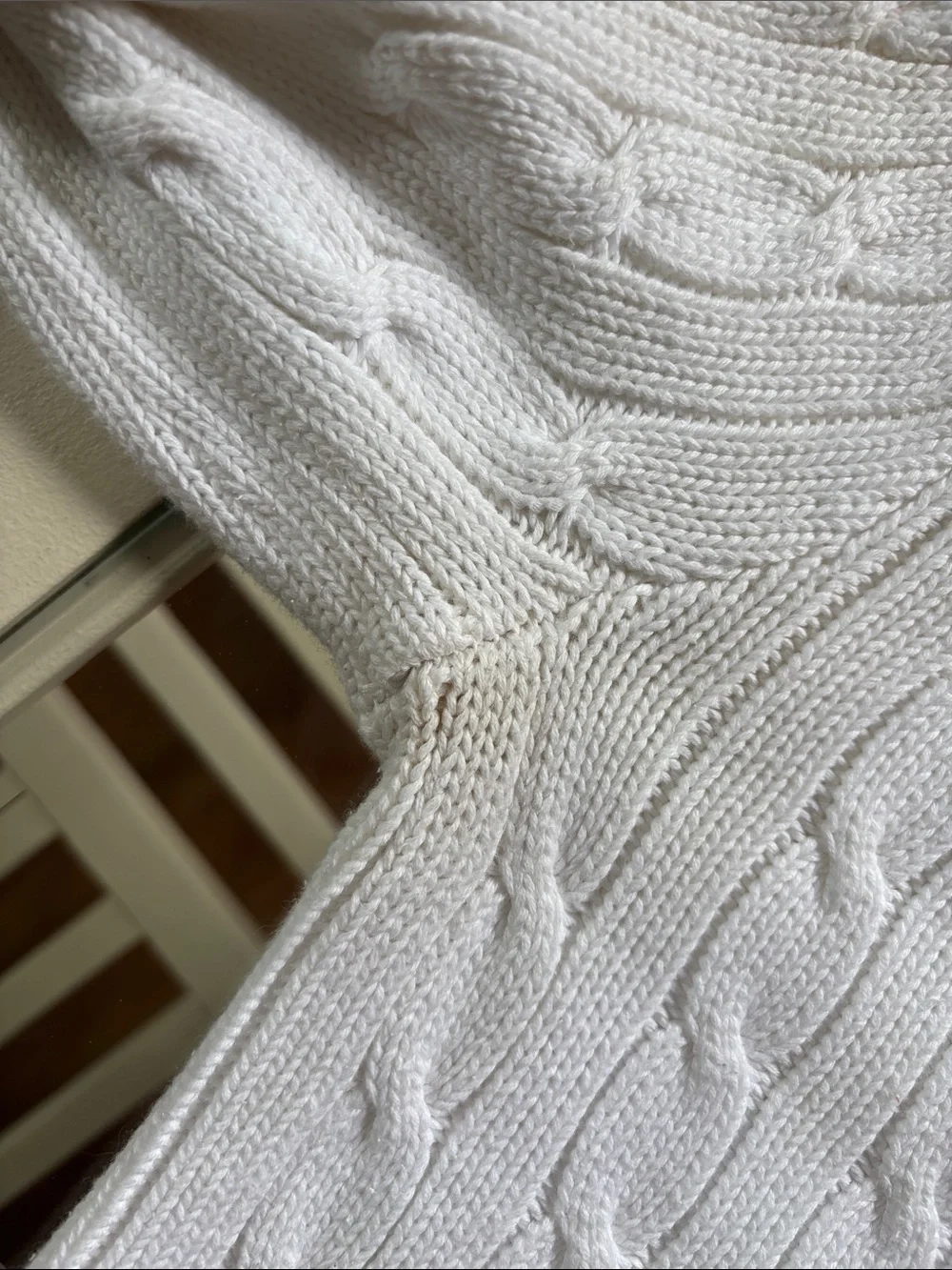 100% Cotton Ralph Lauren Sport White Cable Knit Sweater
